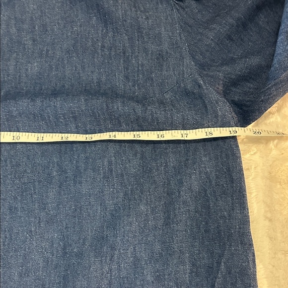 Emerson Fry Pearl Blouse Puff Sleeve Denim Top Size Small - Picture 8 of 9